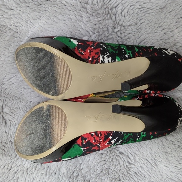 Marc Fisher Open Toe Platform Heels, Red Black Green Yellow White, Size 9.5 M - Picture 10 of 15